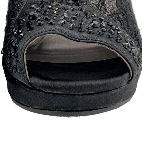 deb Black Rhinestone Lace Open Toe Stiletto Booties - Picture 13 of 13